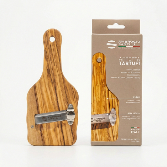 Affetta Tartufi in legno di Ulivo – Lama liscia in Acciaio Inox